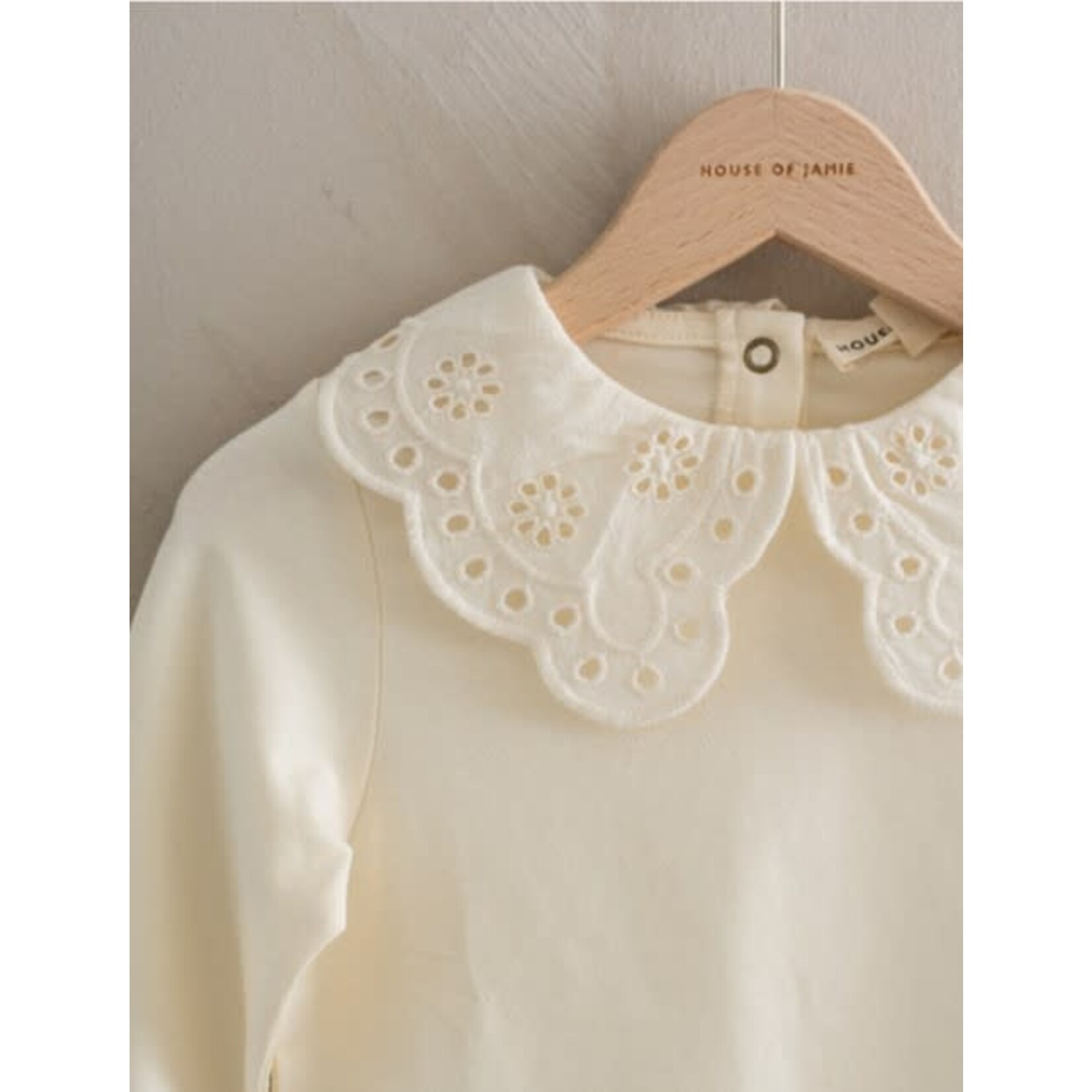 House of Jamie House of Jamie - Crochet Collar Bodysuit: Cream