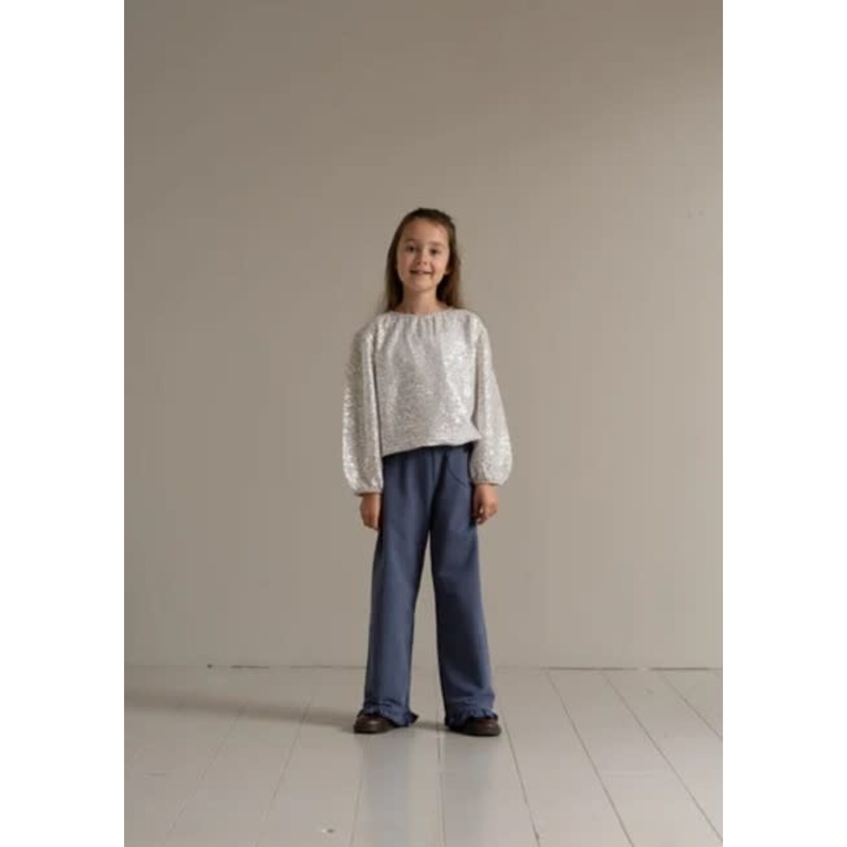 House of Jamie House of Jamie - Classic Ruffled Pants: Stardust Blue