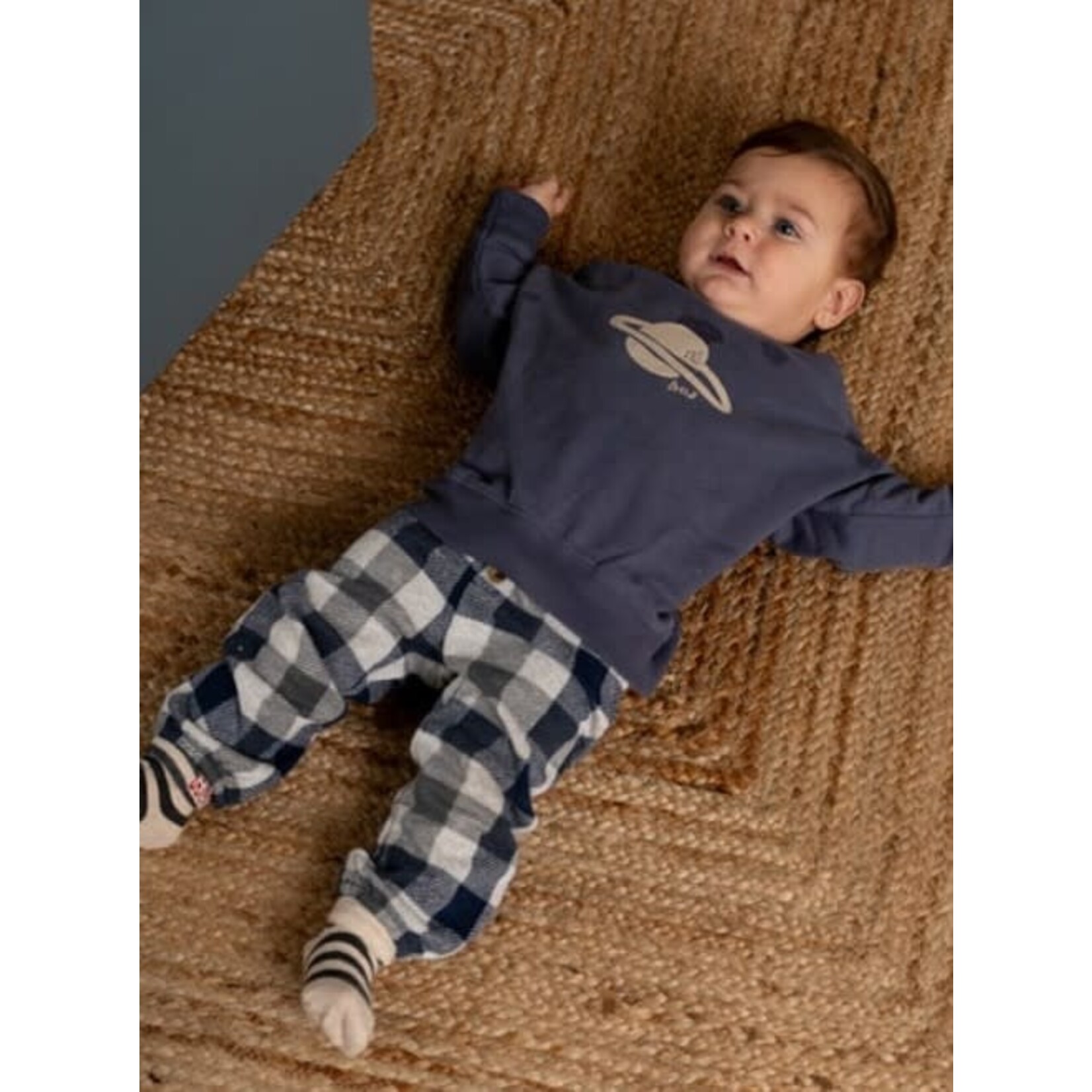 House of Jamie House of Jamie - Baby Relaxed Pants: Blue Check