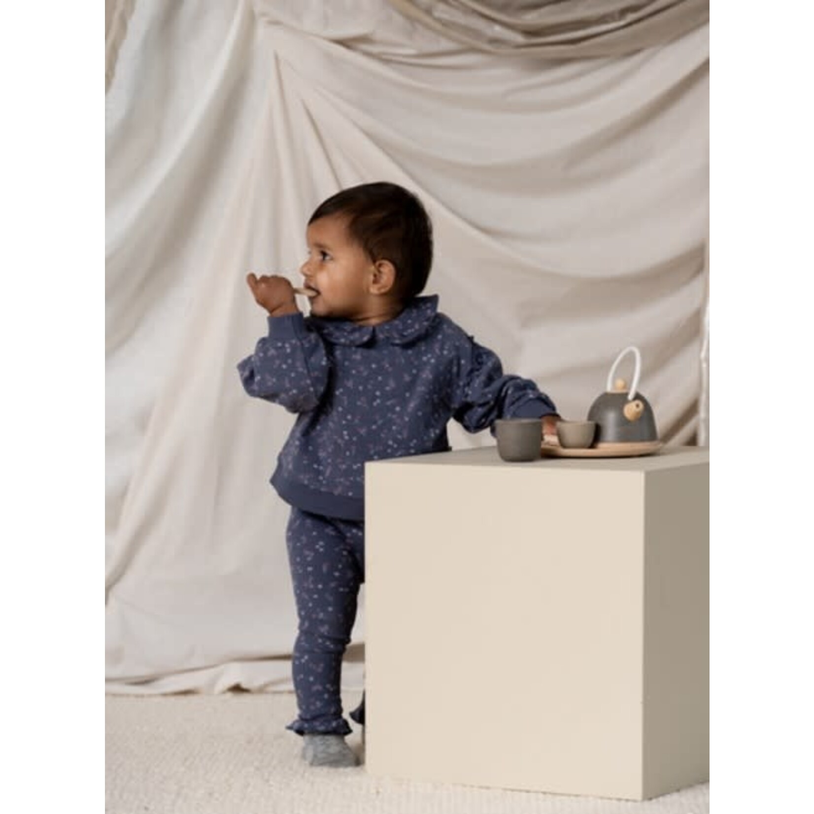 House of Jamie House of Jamie - Baby Collar Sweater: Stardust Golden Floral