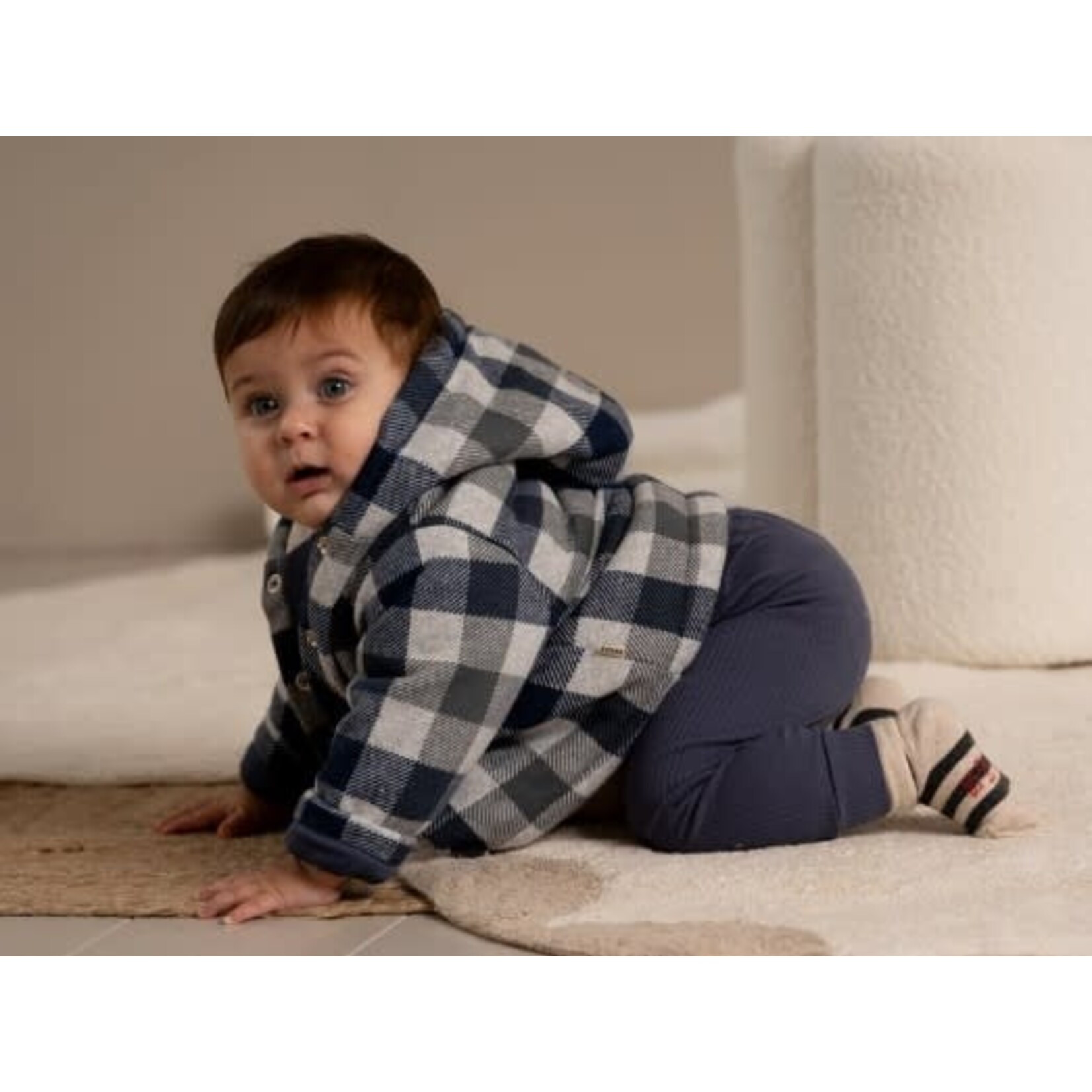 House of Jamie House of Jamie - Baby Hoodie Jacket: Blue Check
