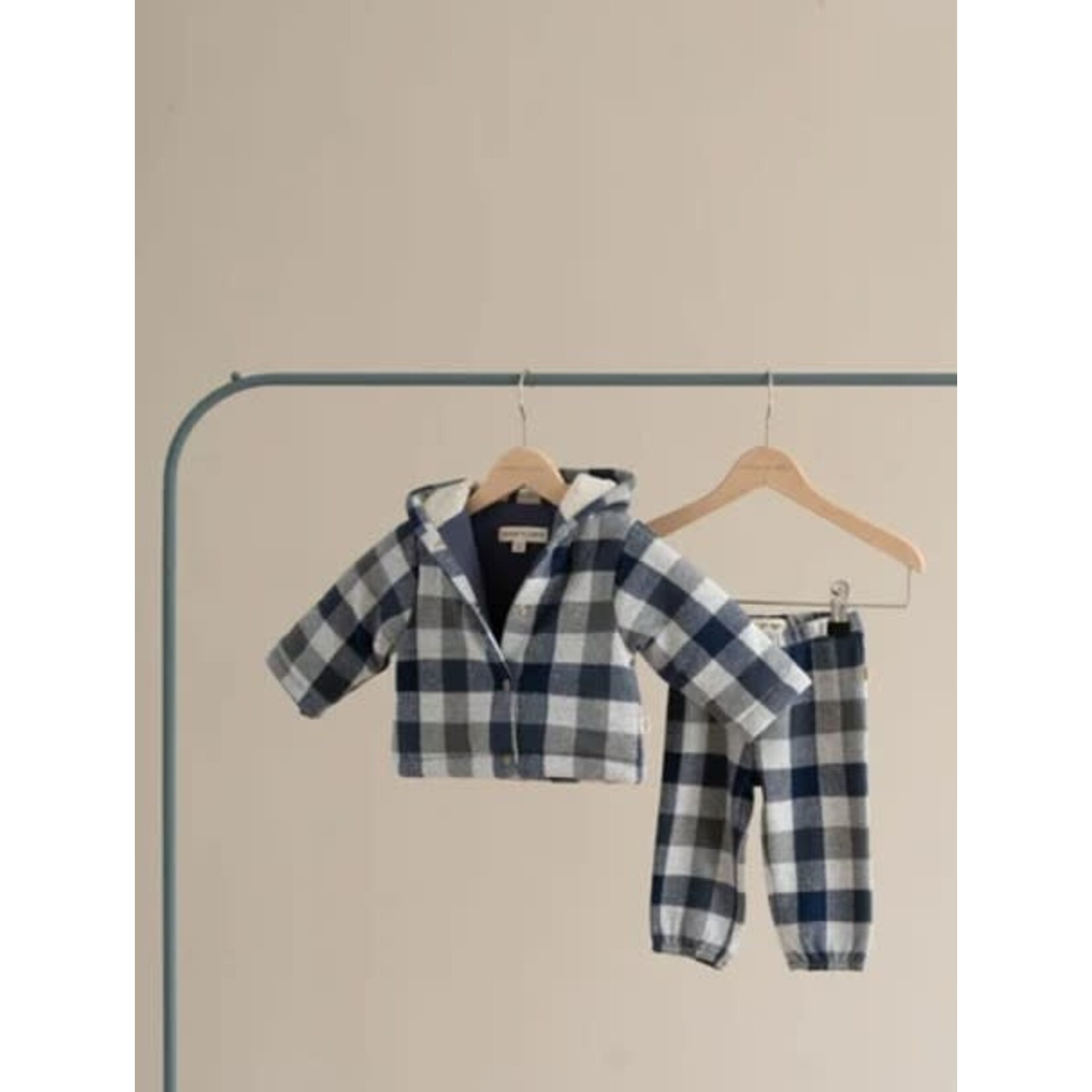 House of Jamie House of Jamie - Baby Hoodie Jacket: Blue Check