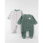 Noukie's Noukie's - Set met 2 1-delige pyjama's, lichtbeige/bosgroen