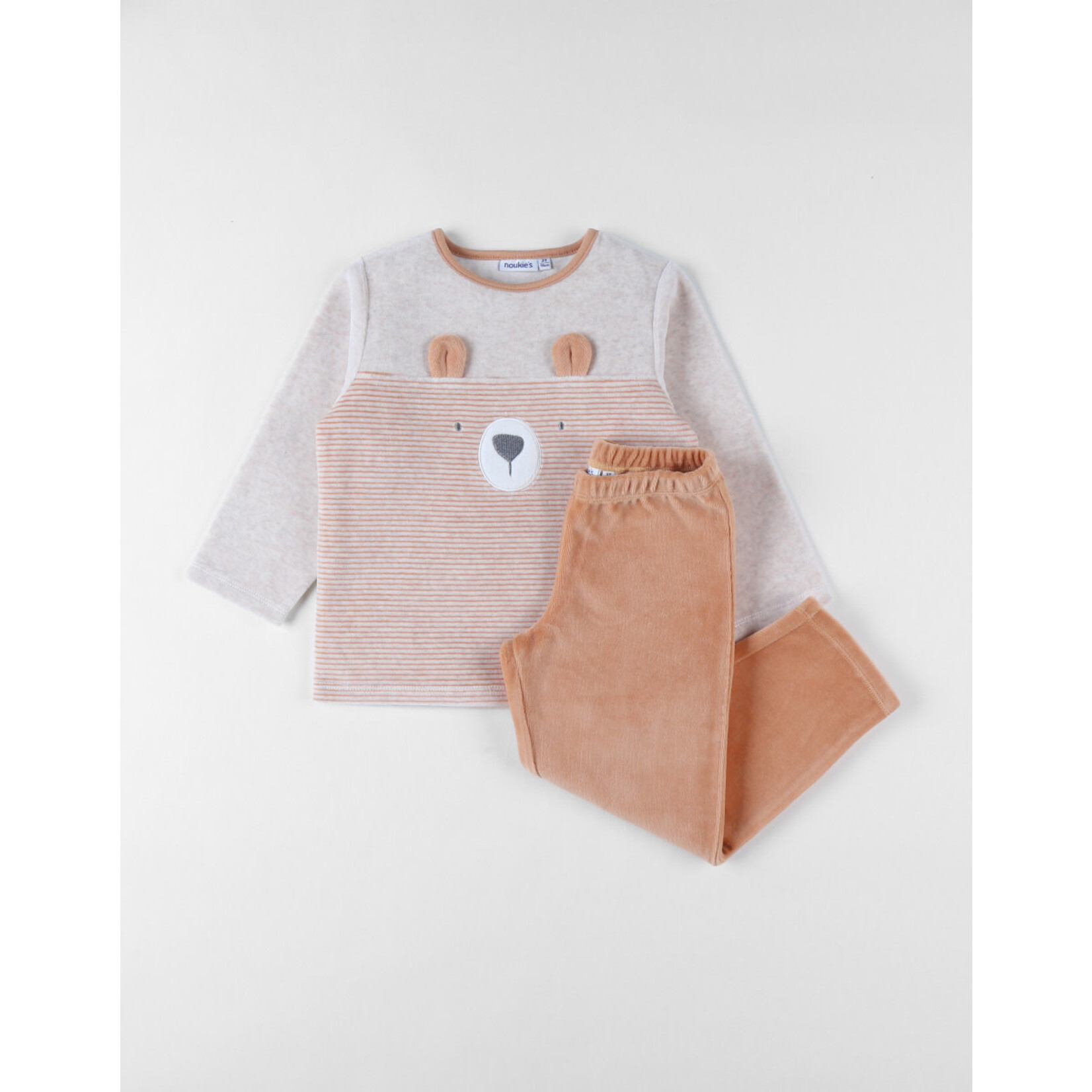 Noukie's Noukie's - Corduroy fluwelen gemêleerd beige pyjama, beer