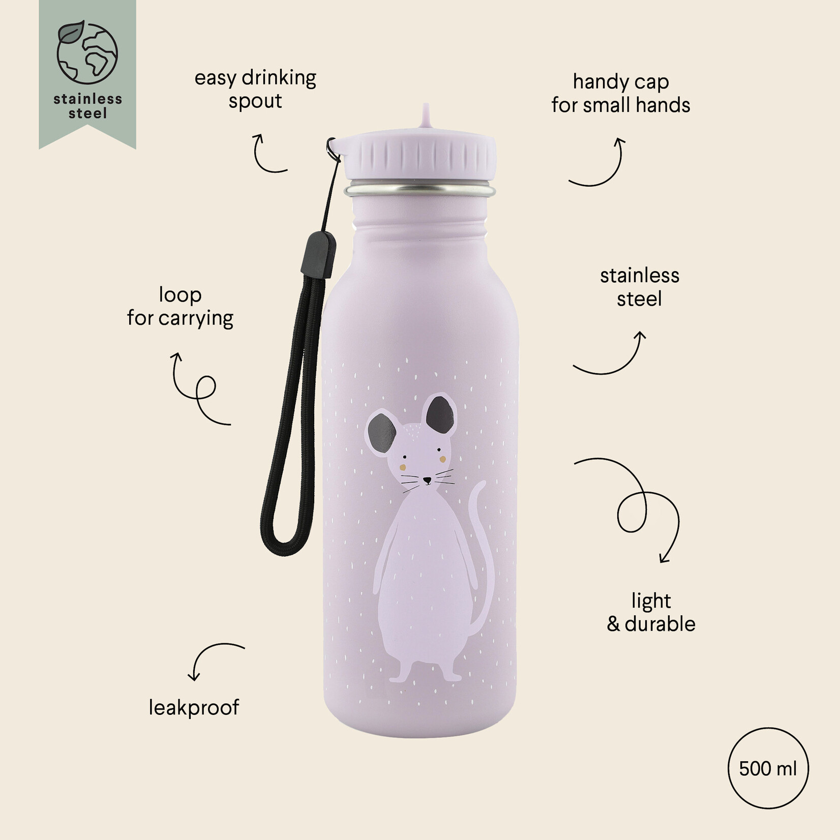 Trixie Trixie - Drinkfles 500ml - Mrs. Mouse
