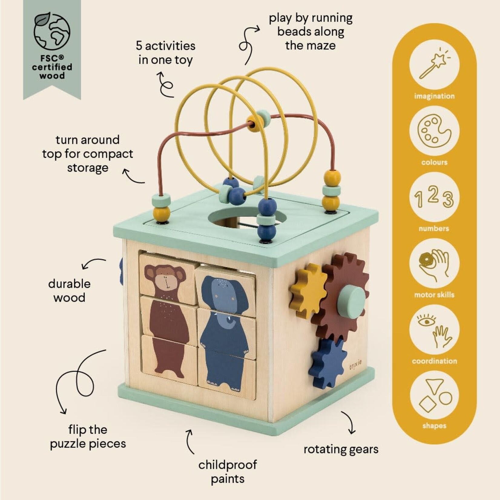 Trixie Trixie - Houten 5-in-1 activiteitenkubus