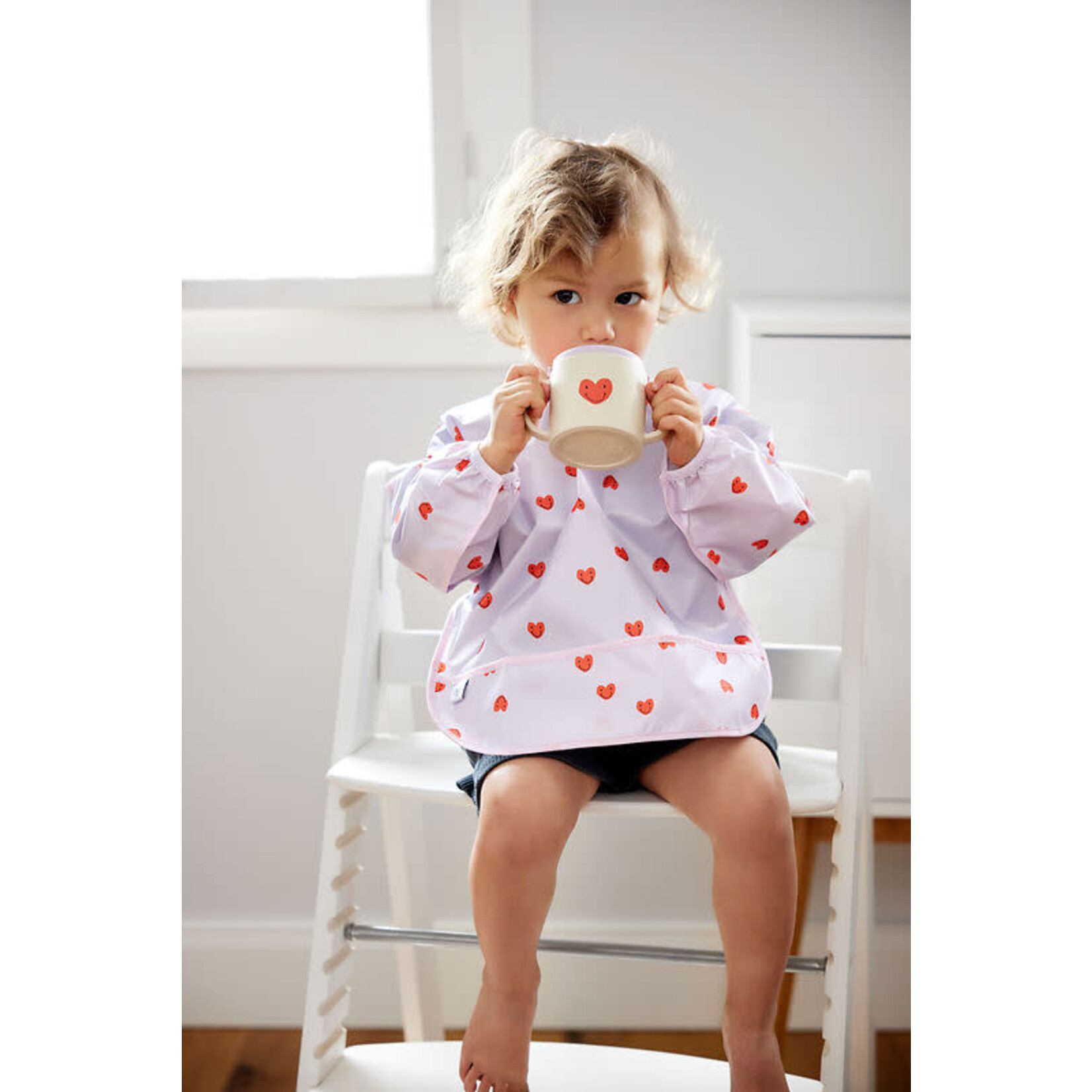 Lassig Lässig - Long Sleeve Bib 2 pcs Happy Rascals Heart lavender