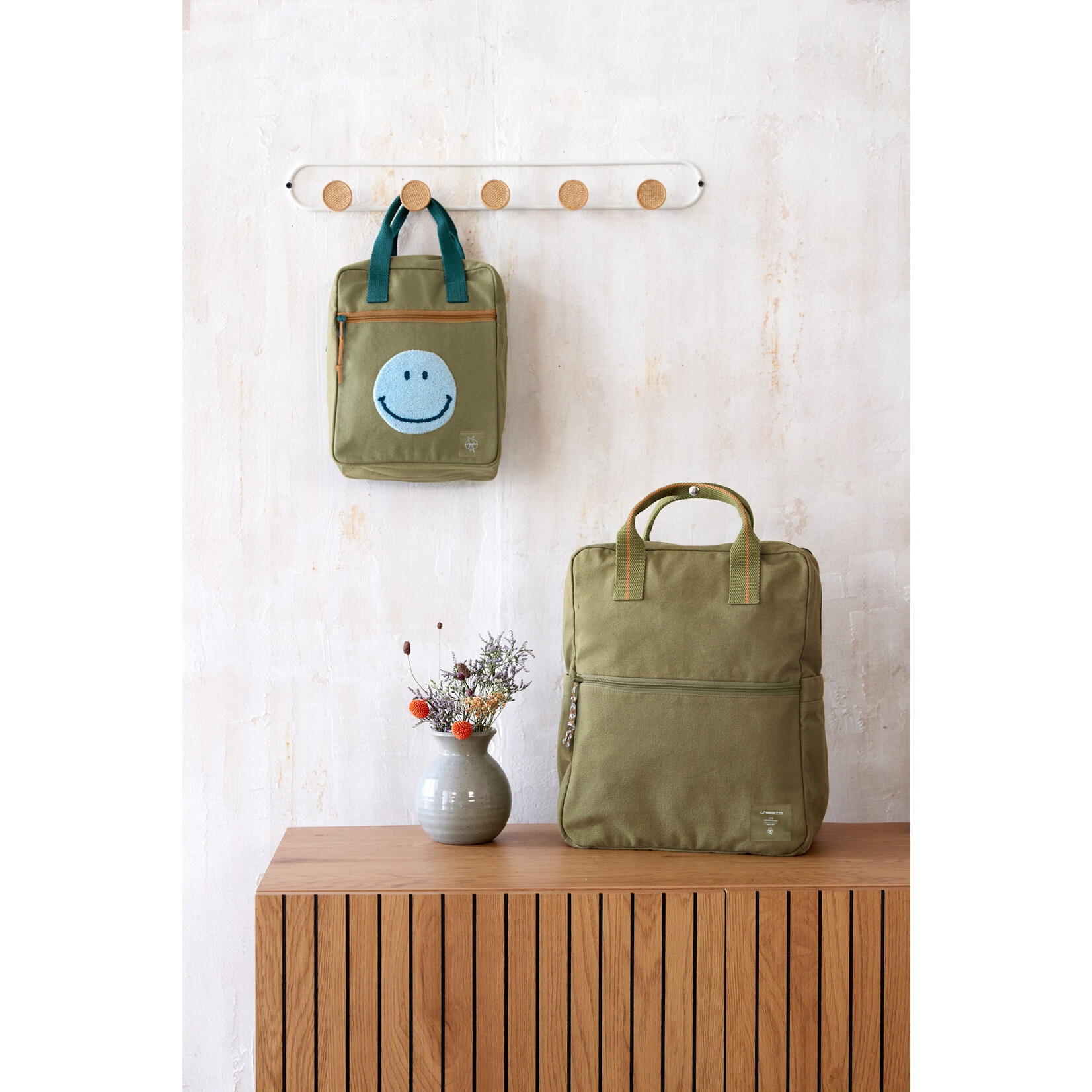 Lassig Lässig - Little One & Me Square Backpack Big GOTS olive