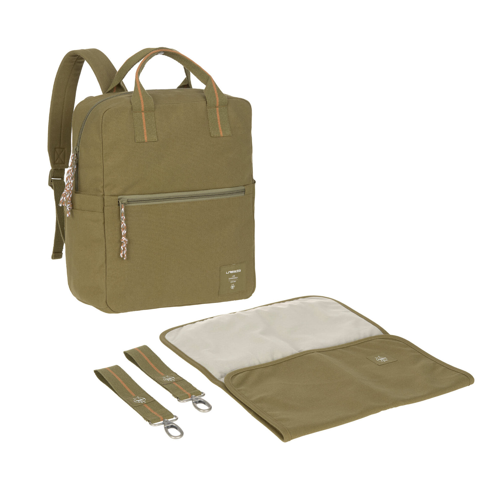 Lassig Lässig - Little One & Me Square Backpack Big GOTS olive