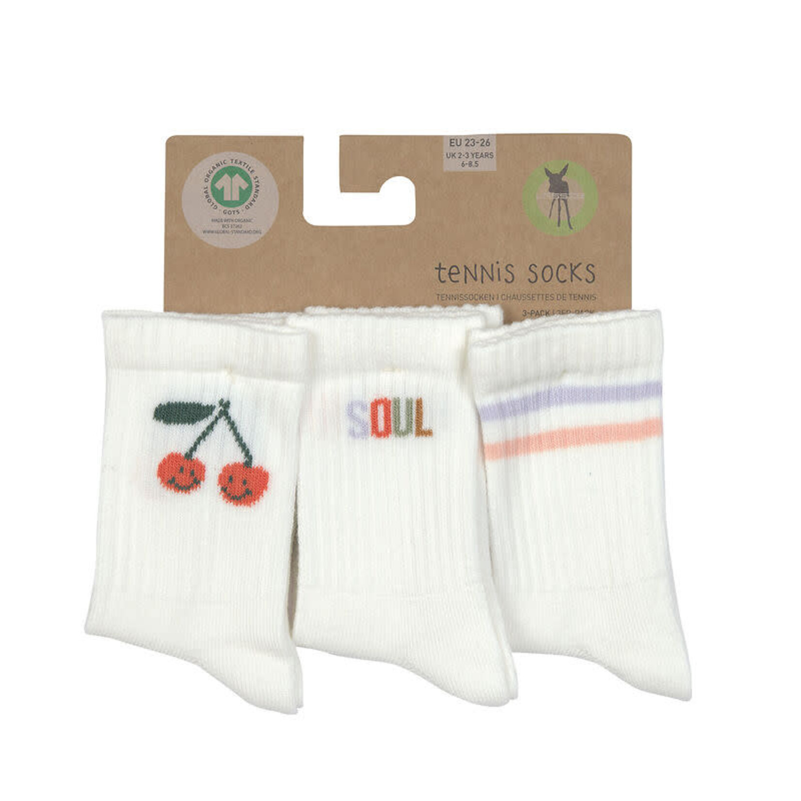 Lassig Lässig - Tennis Socks 3 pcs GOTS Cherry