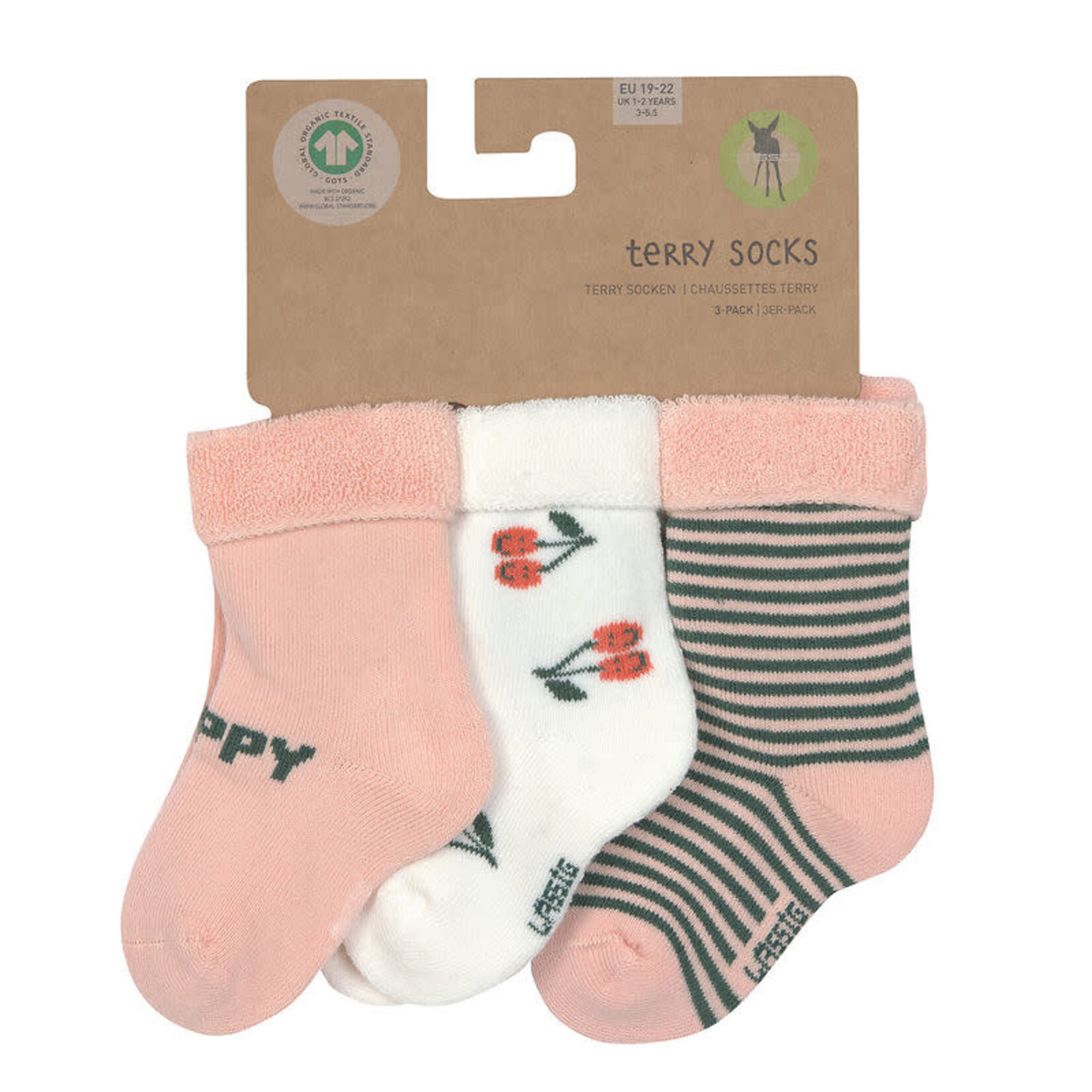 Lassig Lässig - Terry Socks GOTS 3 pcs assorted Cherry peach