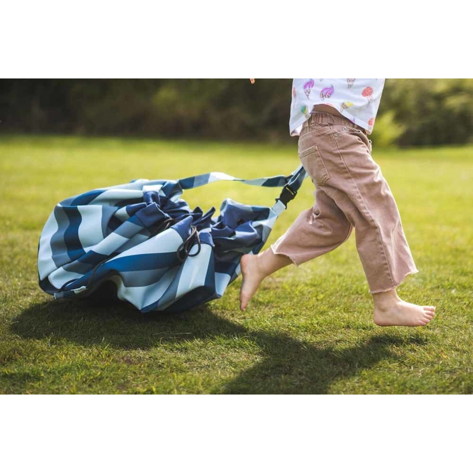 Play & Go Play & Go - Speeltapijt/Opbergzak Outdoor Blue/green stripes - 140 cm