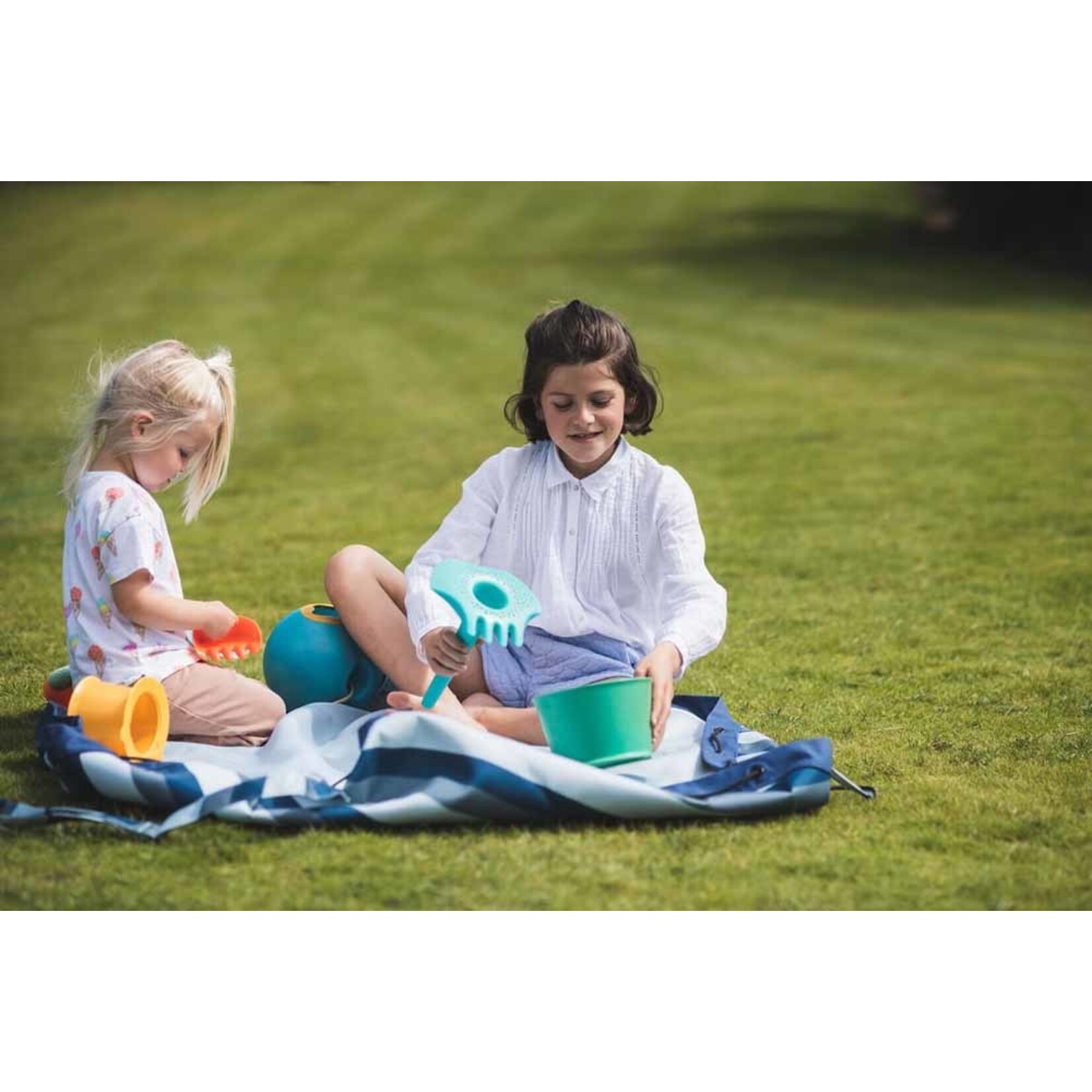 Play & Go Play & Go - Speeltapijt/Opbergzak Outdoor Blue/green stripes - 140 cm