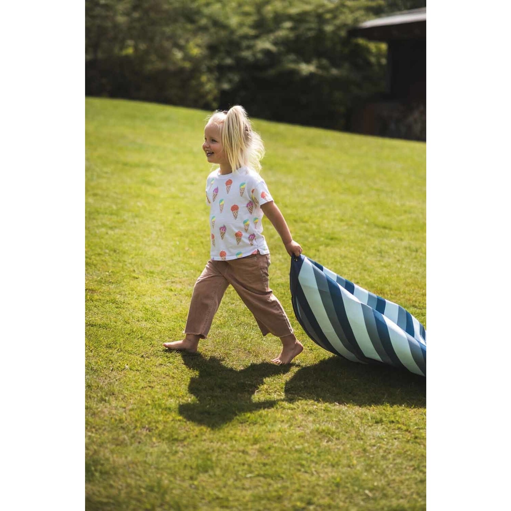 Play & Go Play & Go - Speeltapijt/Opbergzak Outdoor Blue/green stripes - 140 cm