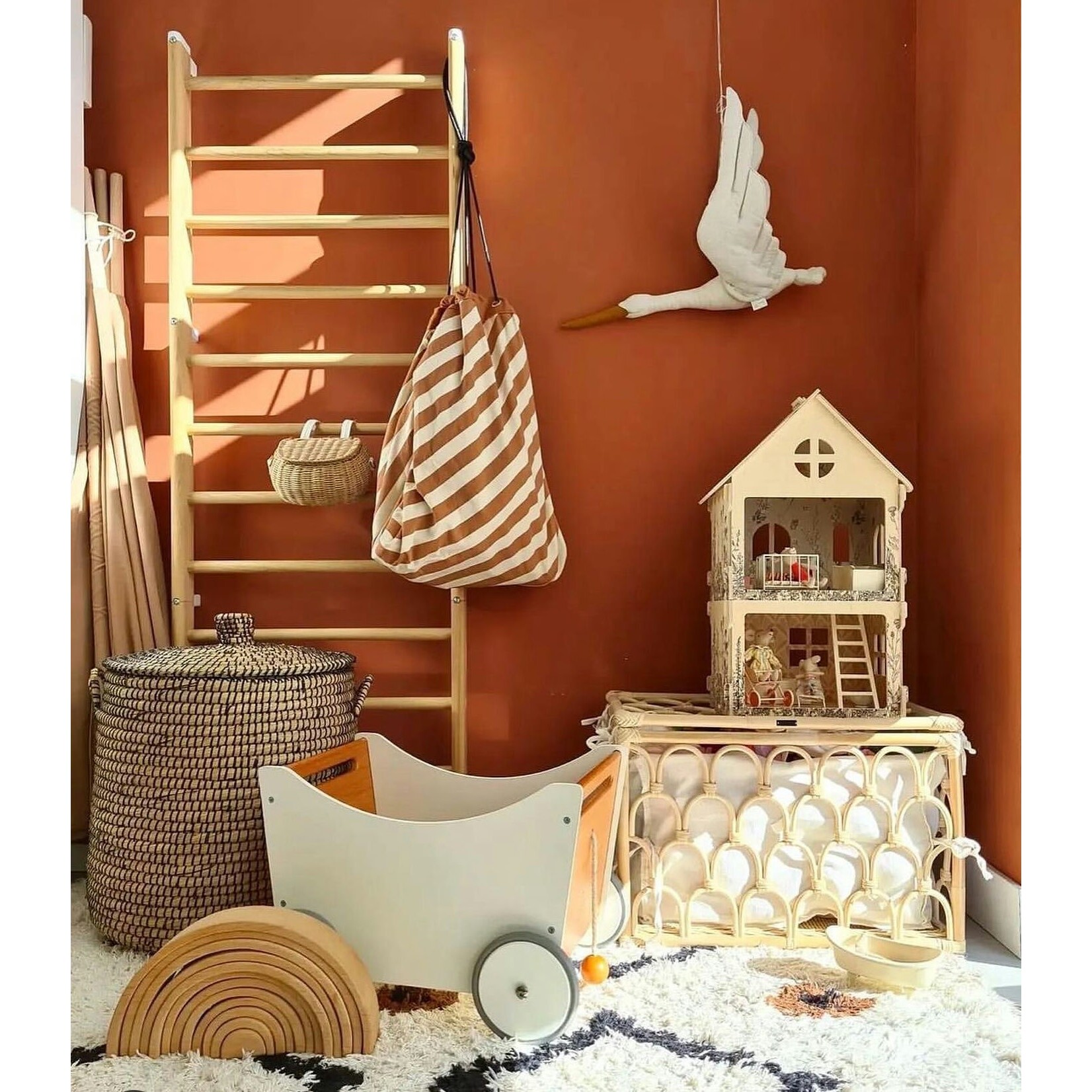 Play & Go Play & Go - Speeltapijt/Opbergzak Stripes Brown - 140 cm
