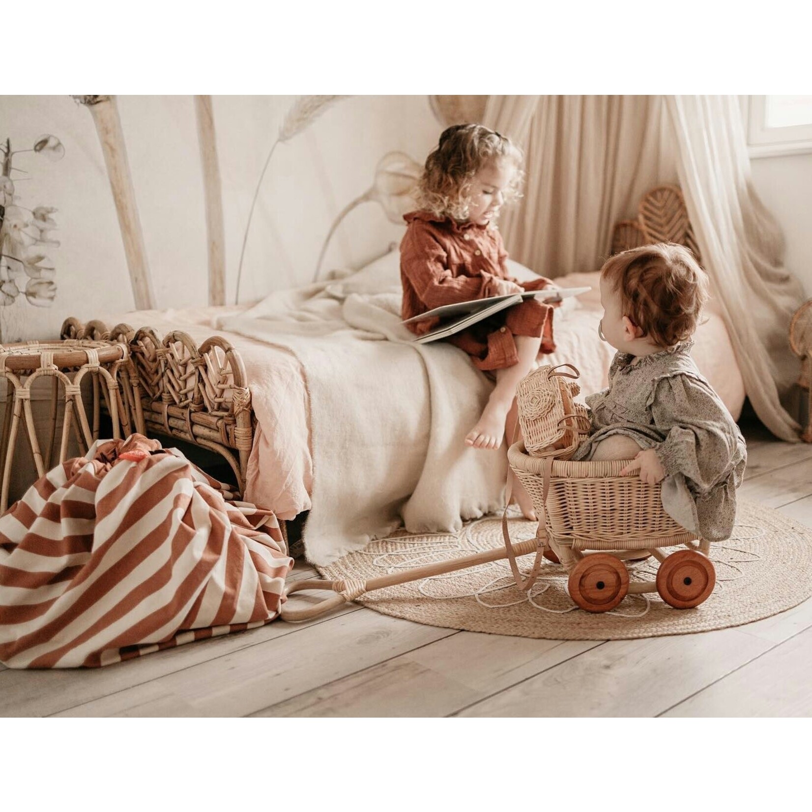 Play & Go Play & Go - Speeltapijt/Opbergzak Stripes Brown - 140 cm
