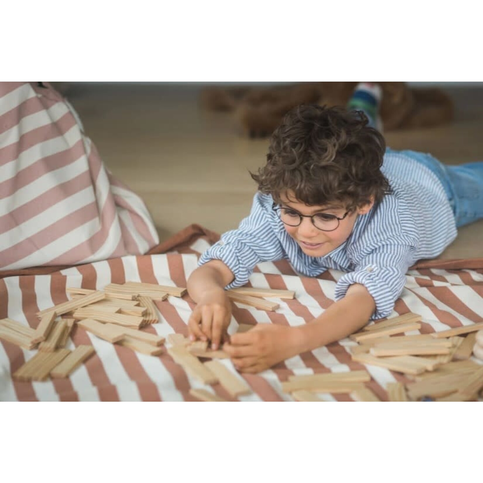Play & Go Play & Go - Speeltapijt/Opbergzak Stripes Brown - 140 cm