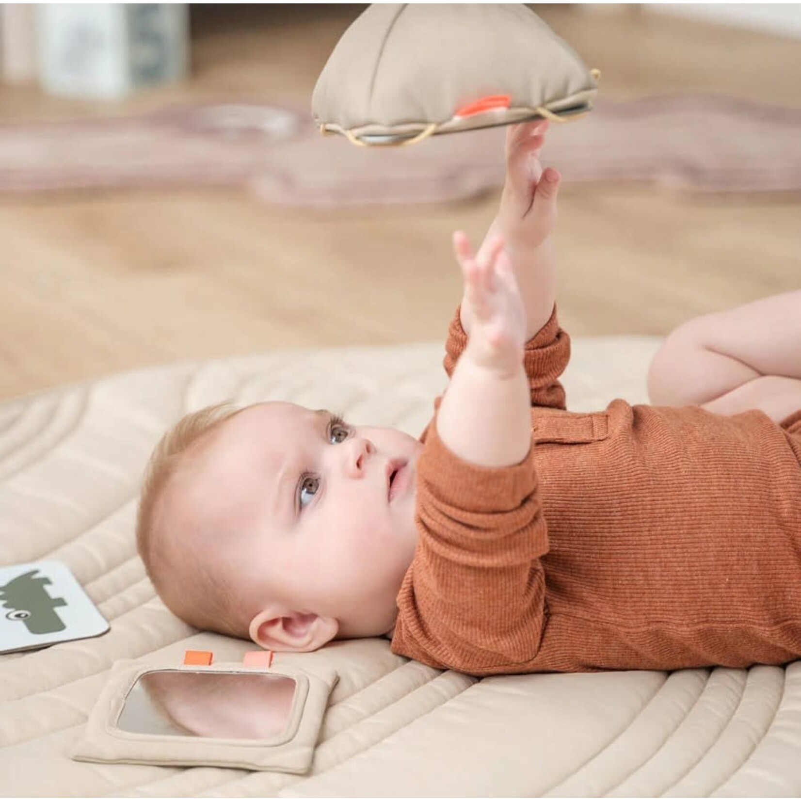 Done by Deer Done by Deer - Baby contrast card holder - Deer friends - Sand