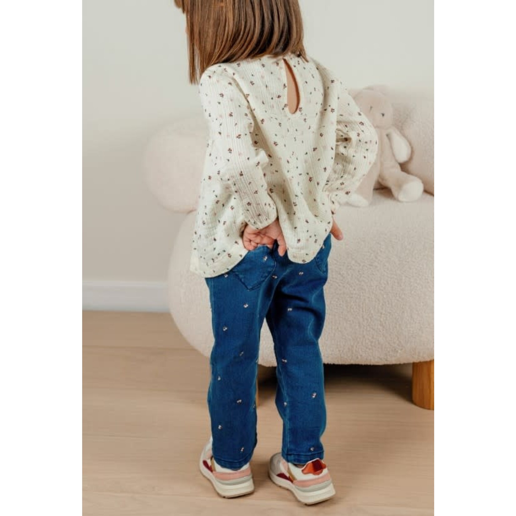 Noukie's Noukie's - Jeansbroek geborduurd, Flower power