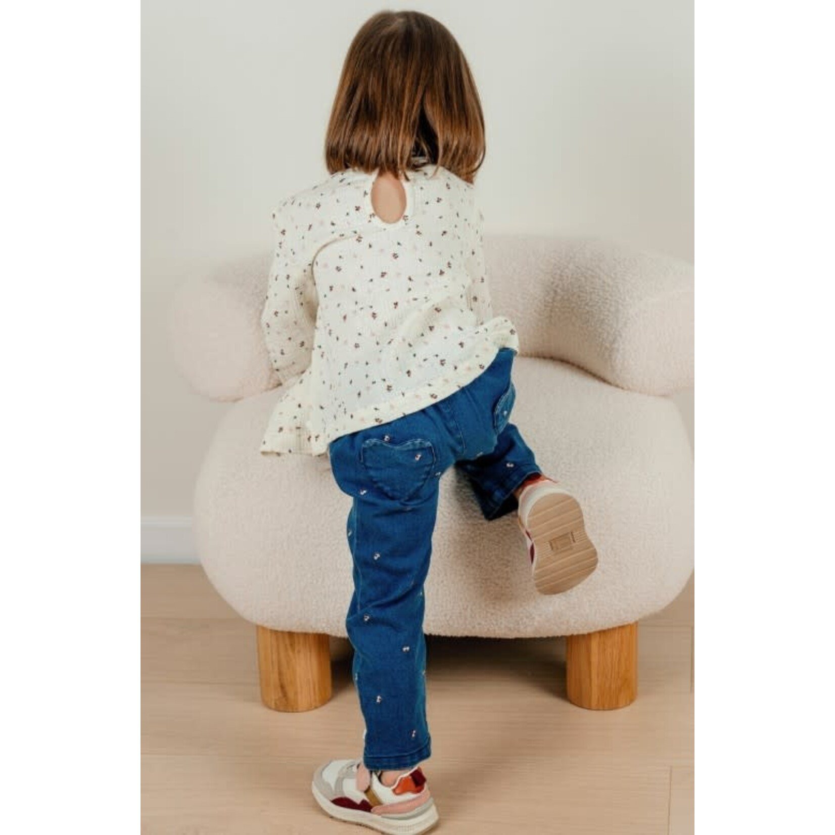 Noukie's Noukie's - Jeansbroek geborduurd, Flower power