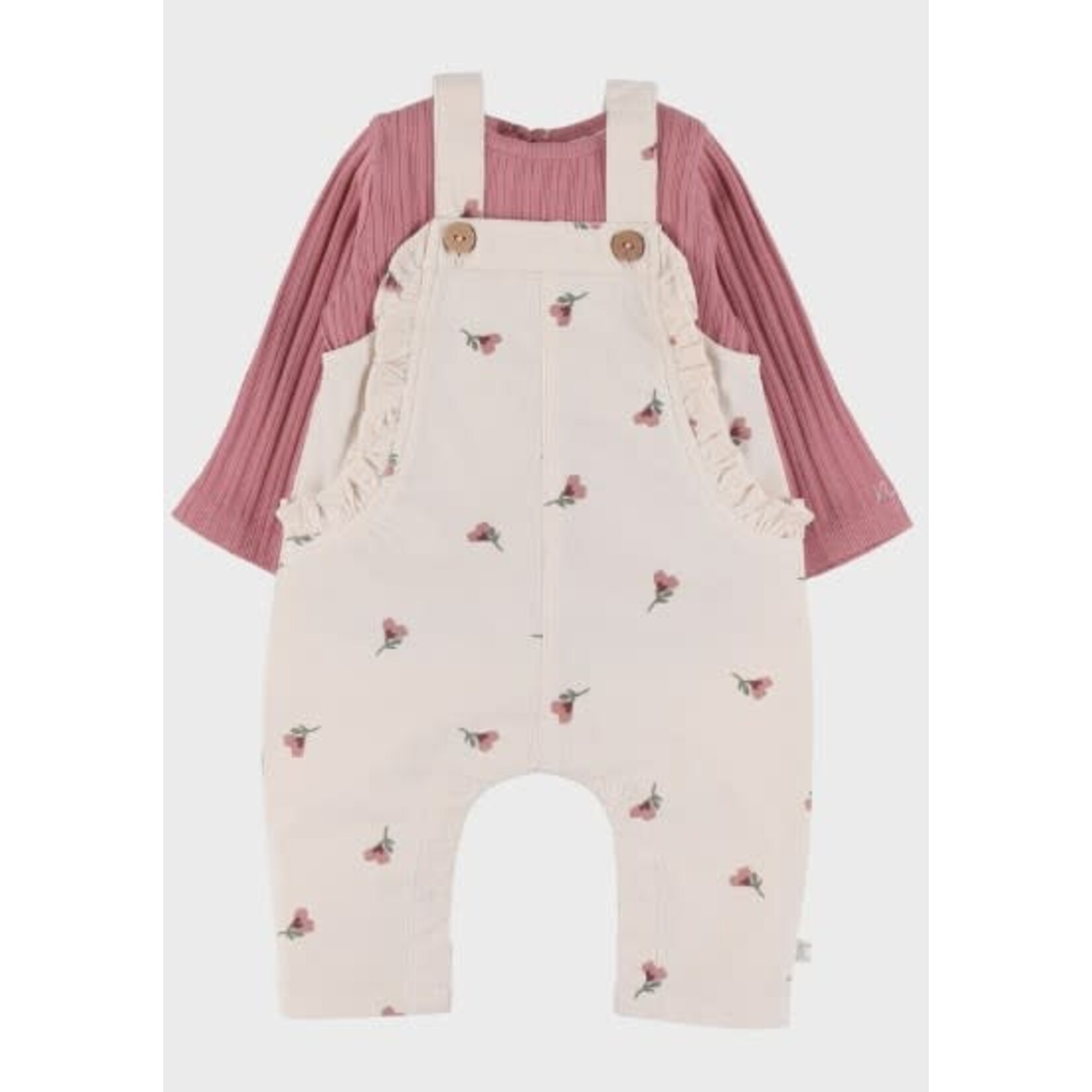 Noukie's Noukie's - Salopette en t-shirt set in jersey met bloemetjesmotief