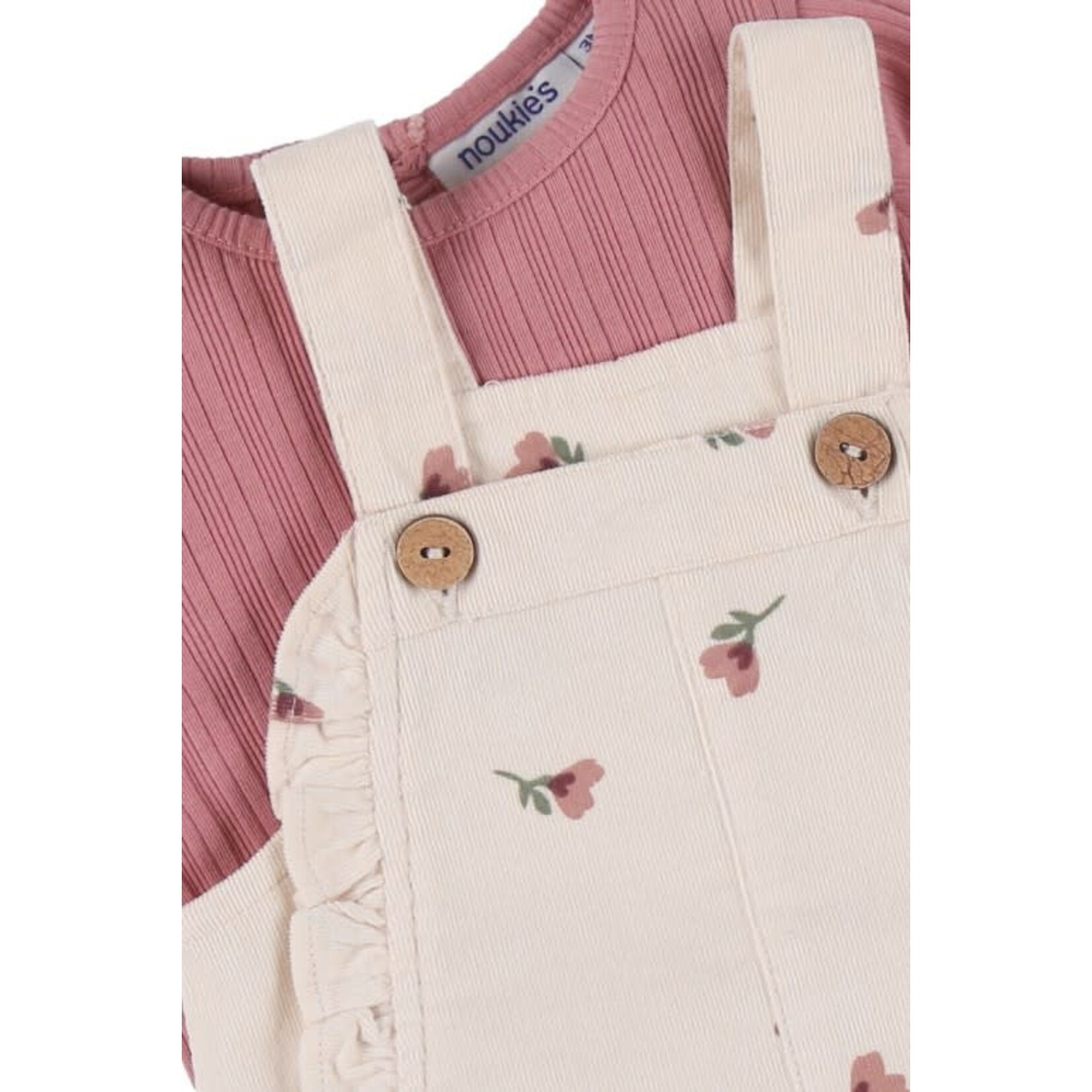 Noukie's Noukie's - Salopette en t-shirt set in jersey met bloemetjesmotief