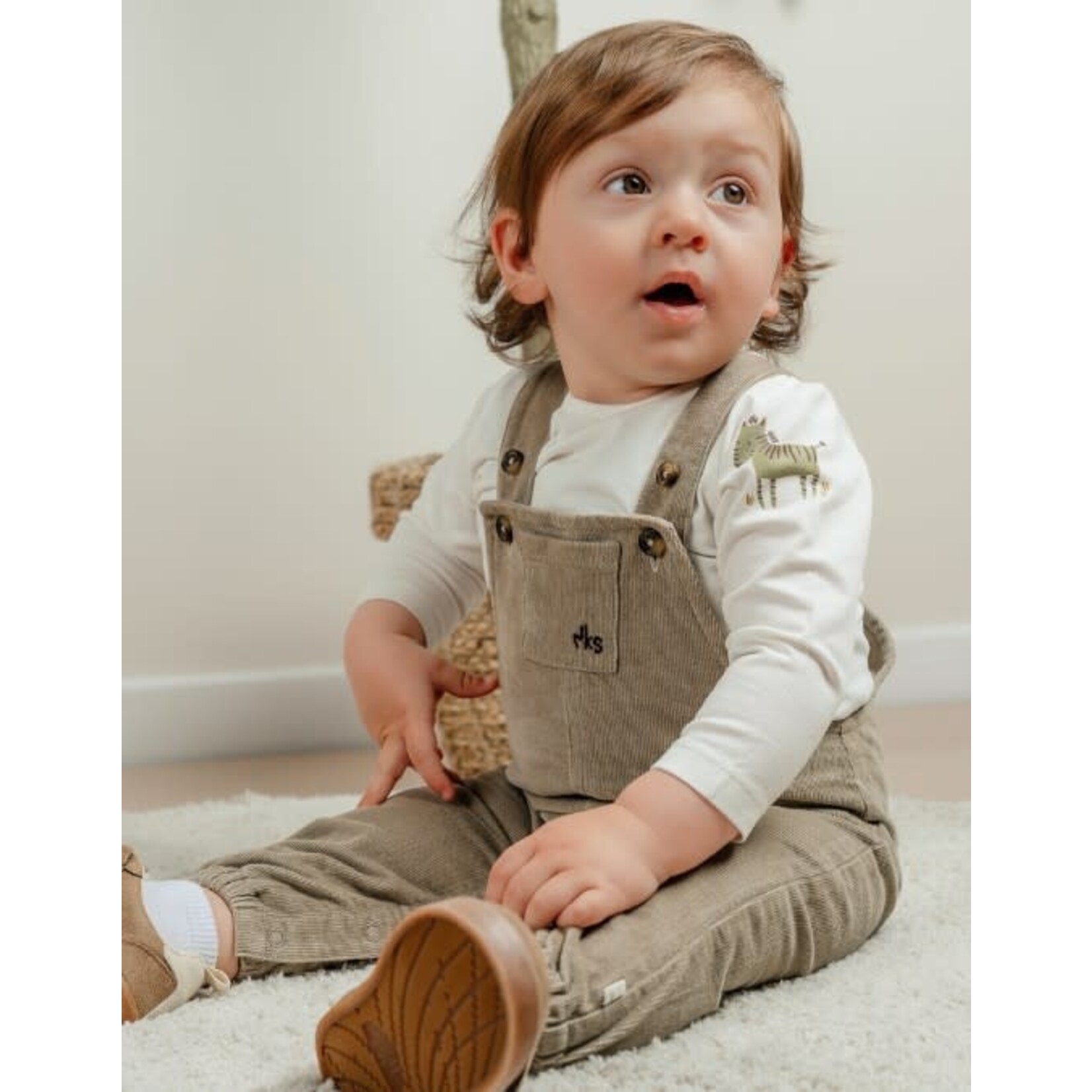 Noukie's Noukie's - Salopette en t-shirt set in geribd fluweel