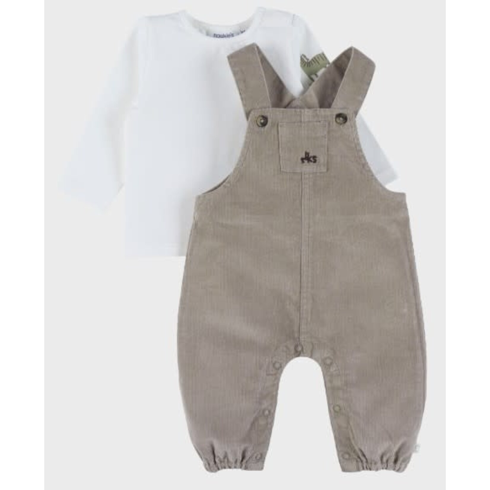 Noukie's Noukie's - Salopette en t-shirt set in geribd fluweel