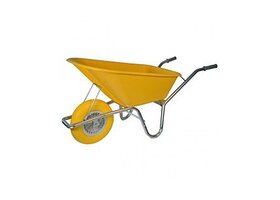 Bouwkruiwagen Basic HDPE H1G100SW 100 L geel met softwiel