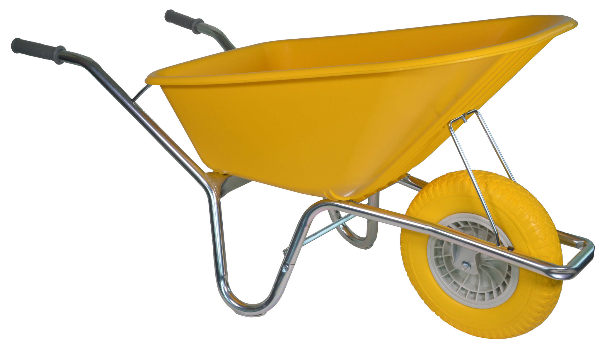 Bouwkruiwagen Basic HDPE H1G100SW 100 L geel met softwiel