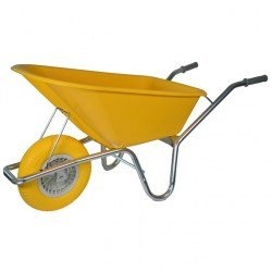 Bouwkruiwagen Basic HDPE H1G100SW 100 L geel met softwiel