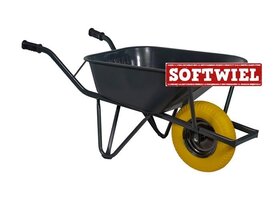 Bouwkruiwagen staal 85 L ovale buis verzwaard met softwiel