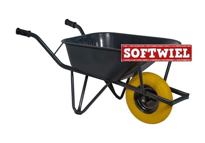 Bouwkruiwagen staal 85 L ovale buis verzwaard met softwiel