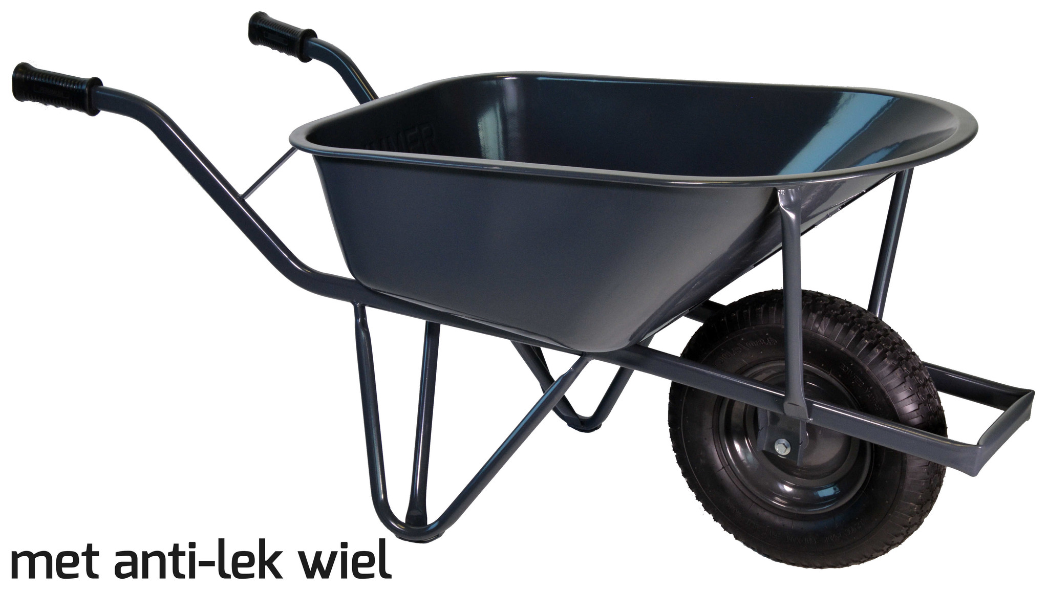 Bouwkruiwagen staal 85 L ovale buis verzwaard met softwiel