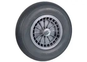 Kruiwagenwiel CW227 met grijze foamband en kunststof velg (aslengte 13 cm)