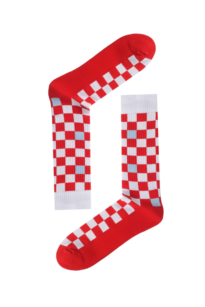 Red Checker Athletic Socks