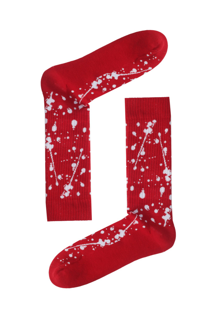 Red Spray Athletic Socks