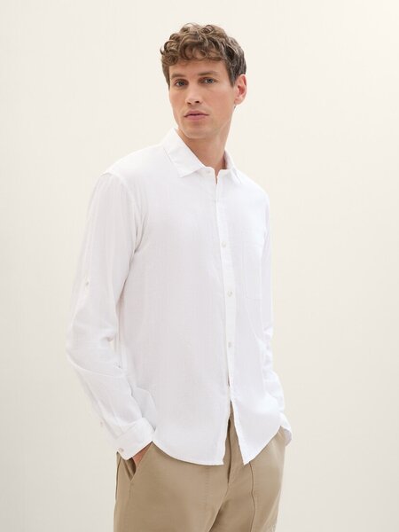 Tom Tailor Relaxed katoen/linnen Shirt 1040162