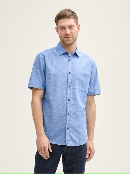 Tom Tailor Regular Fit ss shirt with linen 1045098