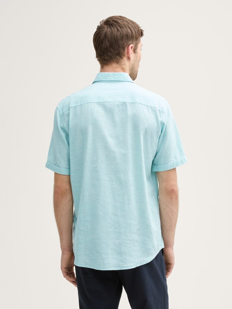 Tom Tailor Regular Fit ss shirt with linen  1045098