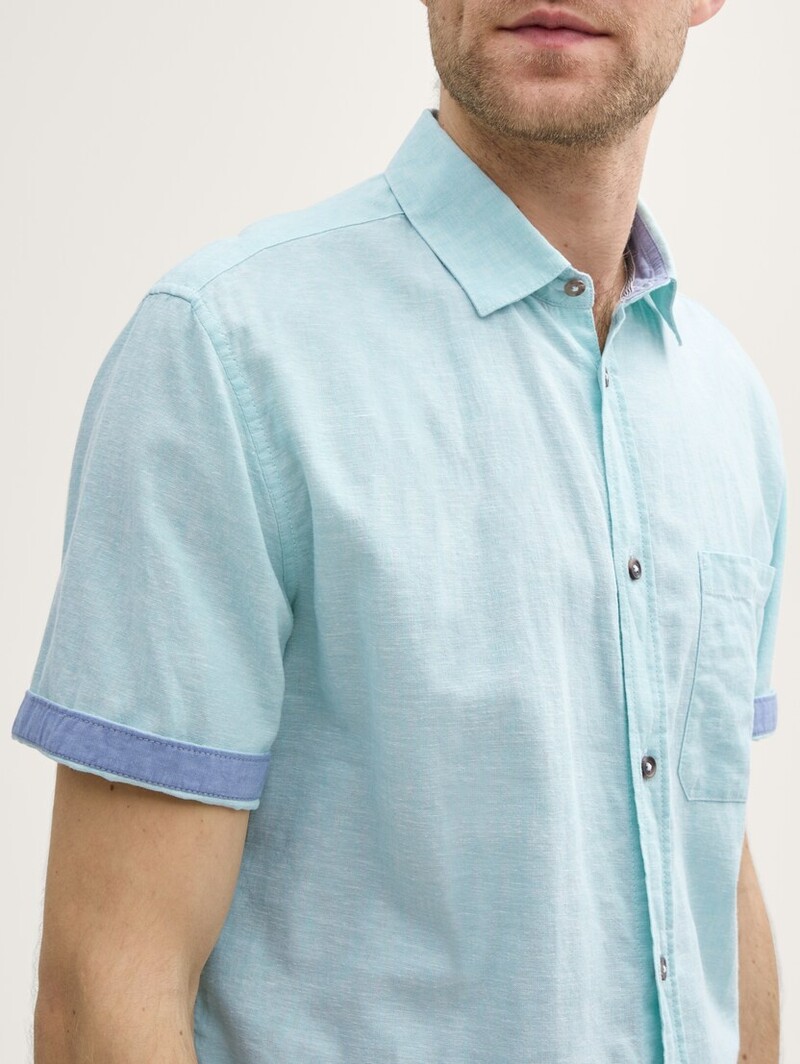Tom Tailor Regular Fit ss shirt with linen  1045098