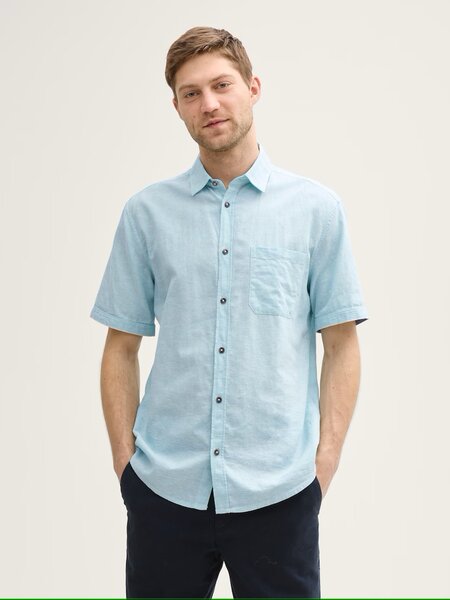 Tom Tailor Regular Fit ss shirt with linen  1045098