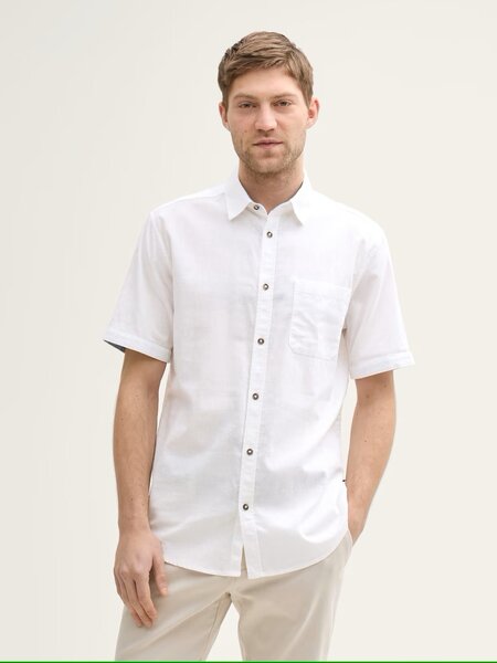 Tom Tailor Regular Fit ss shirt with linen  1045098