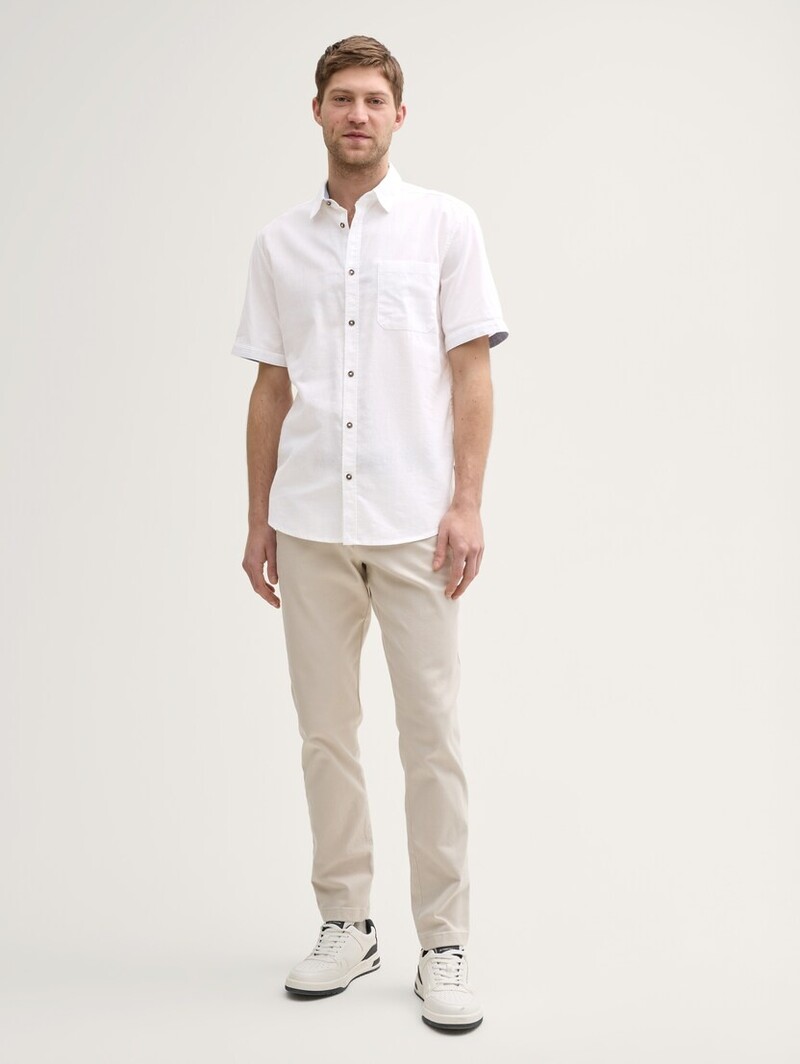 Tom Tailor Regular Fit ss shirt with linen  1045098