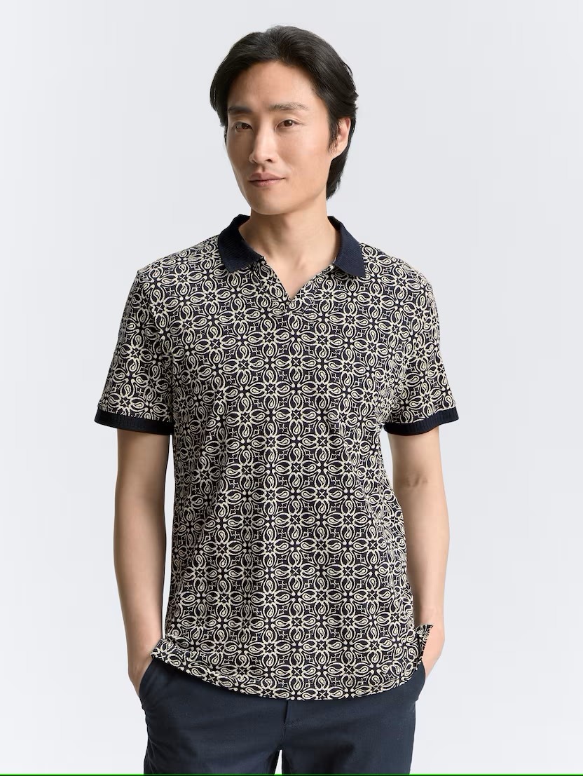 Tom Tailor Allover printed resort collar polo 1046776