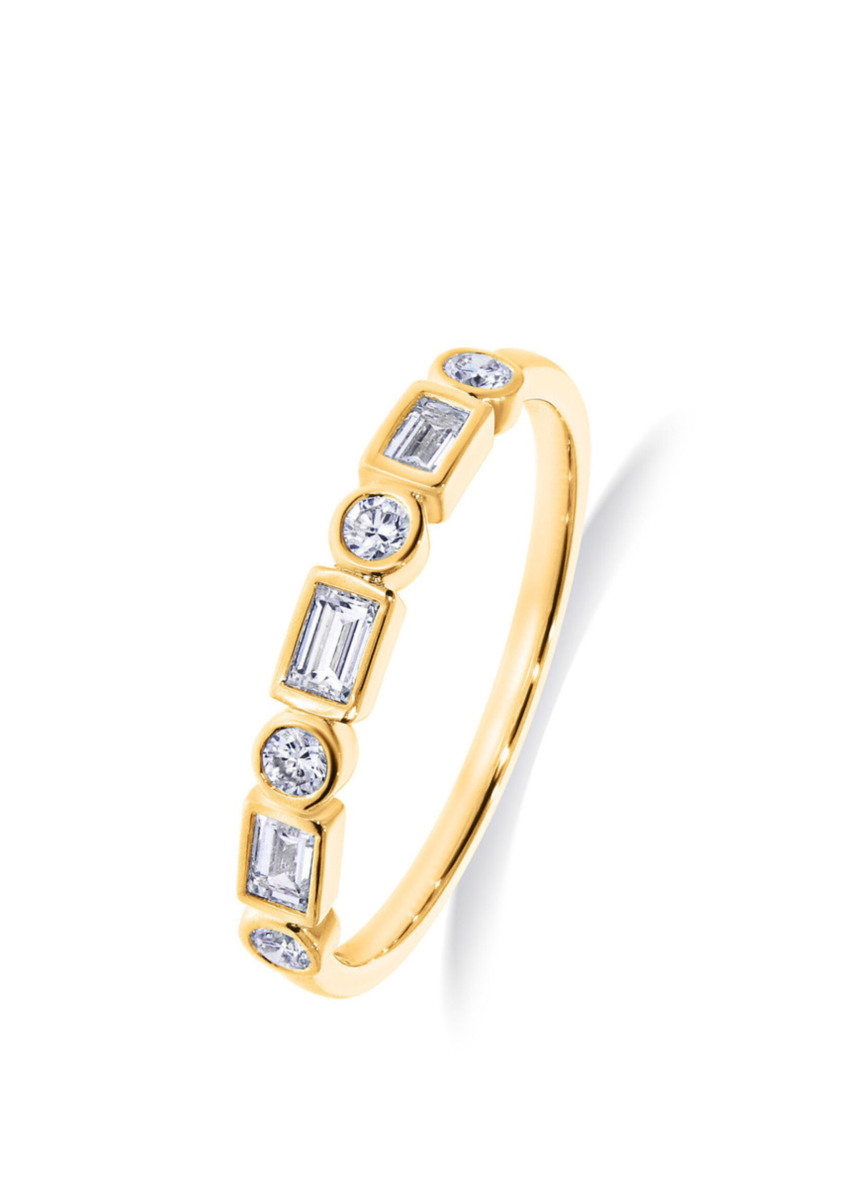 Ring met briljant en baguette diamanten