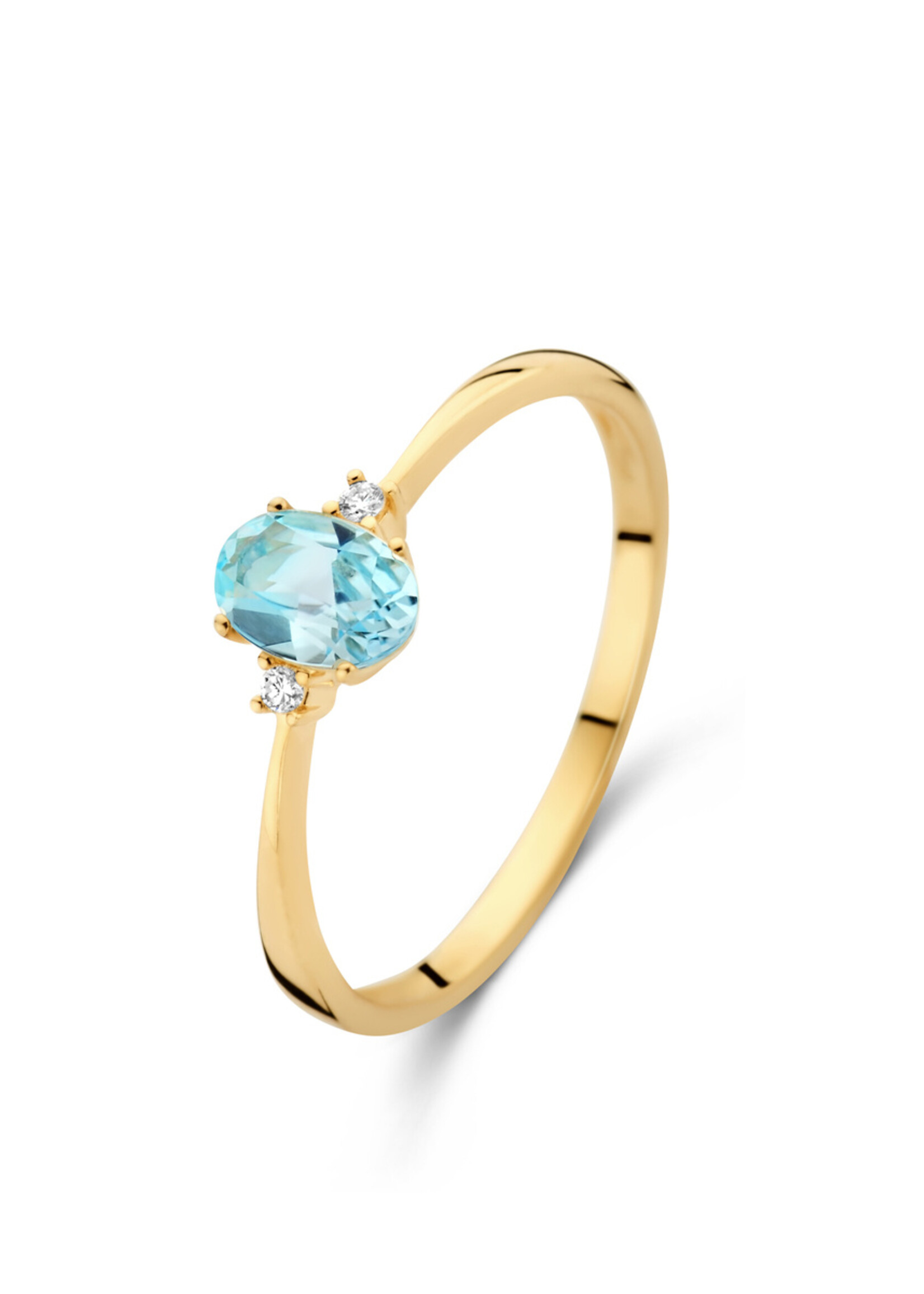 Trilogie ring met diamanten en topaas