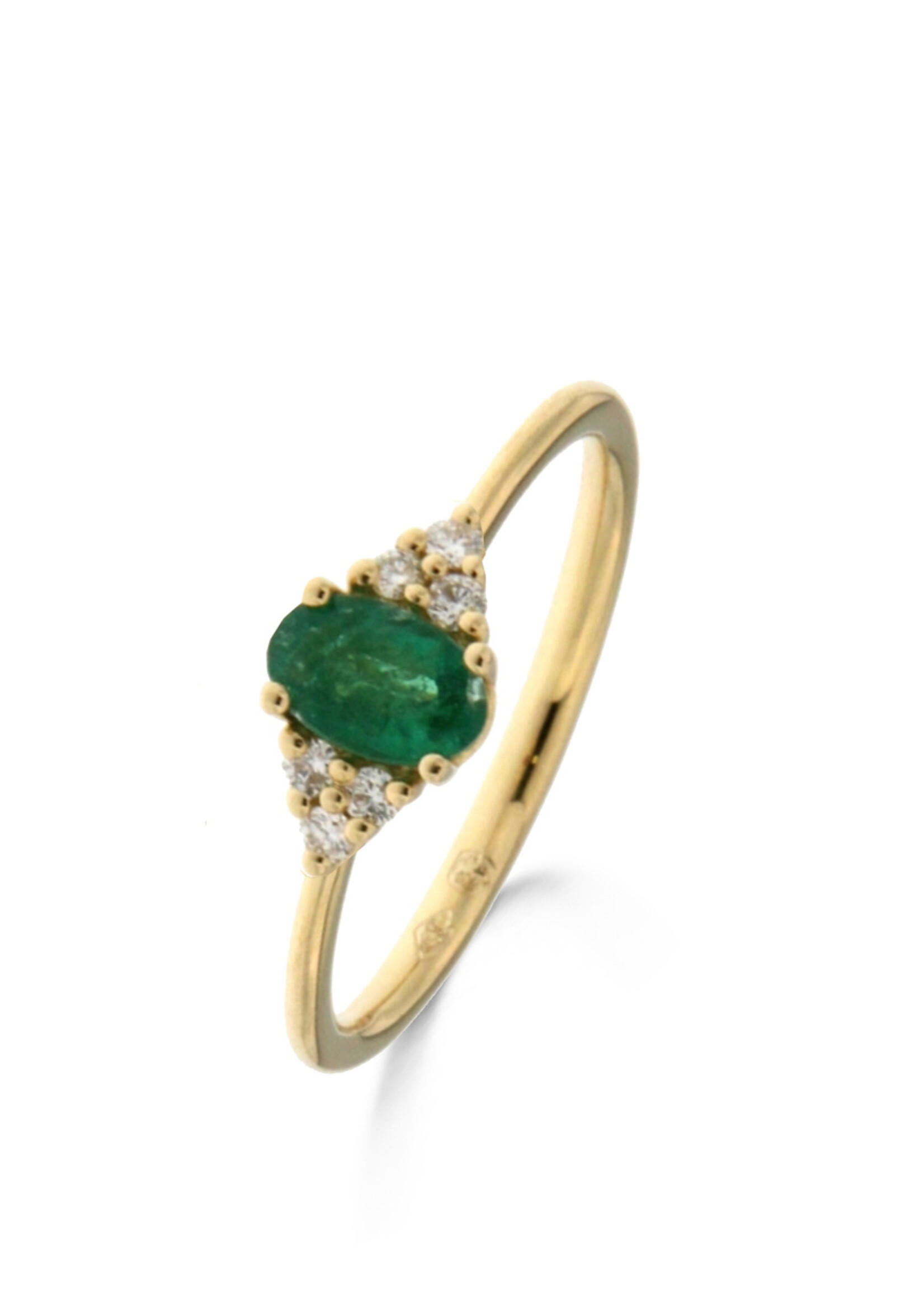 Cluster ring met diamanten en smaragd