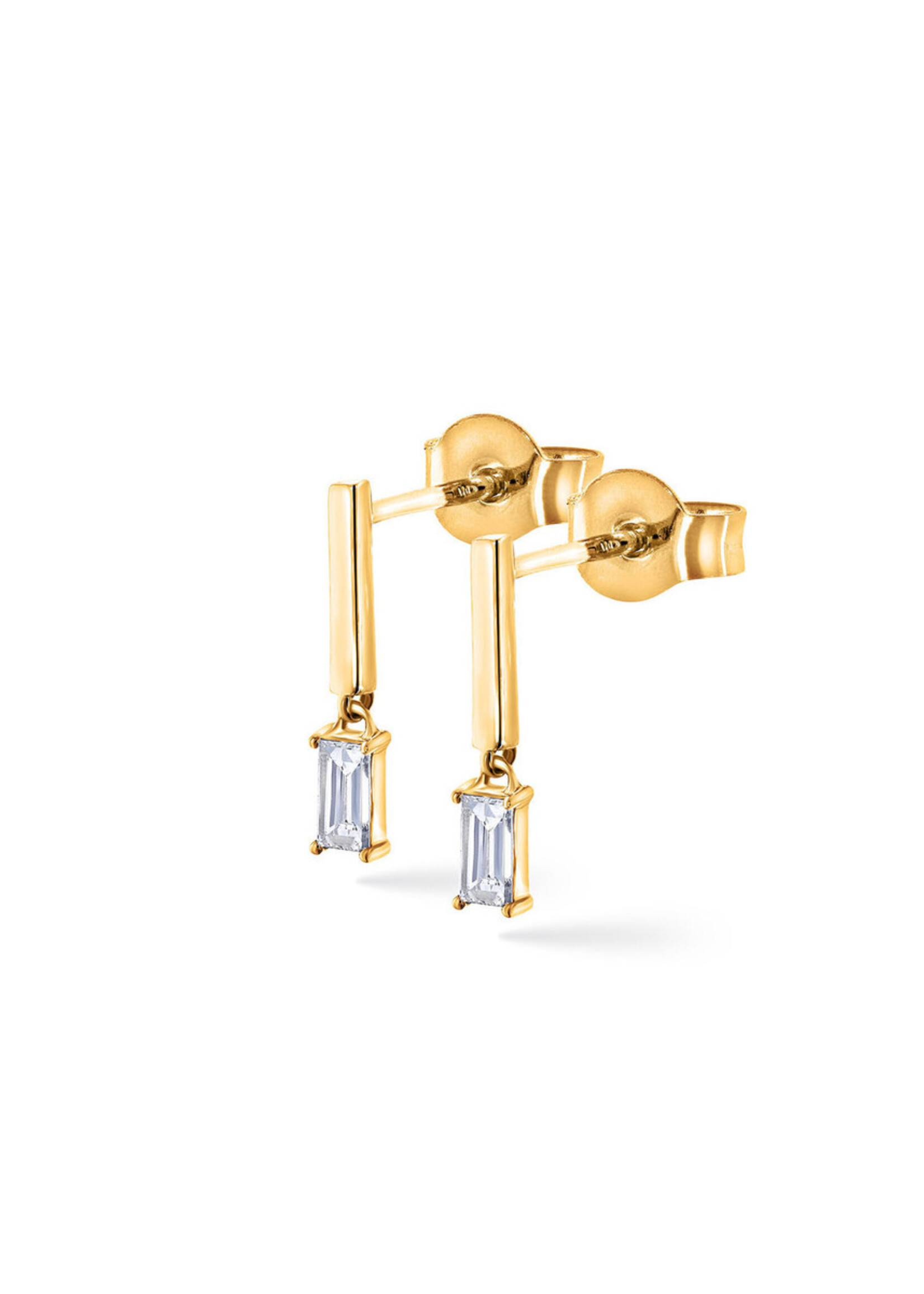 Oorbellen met baguette geslepen diamant