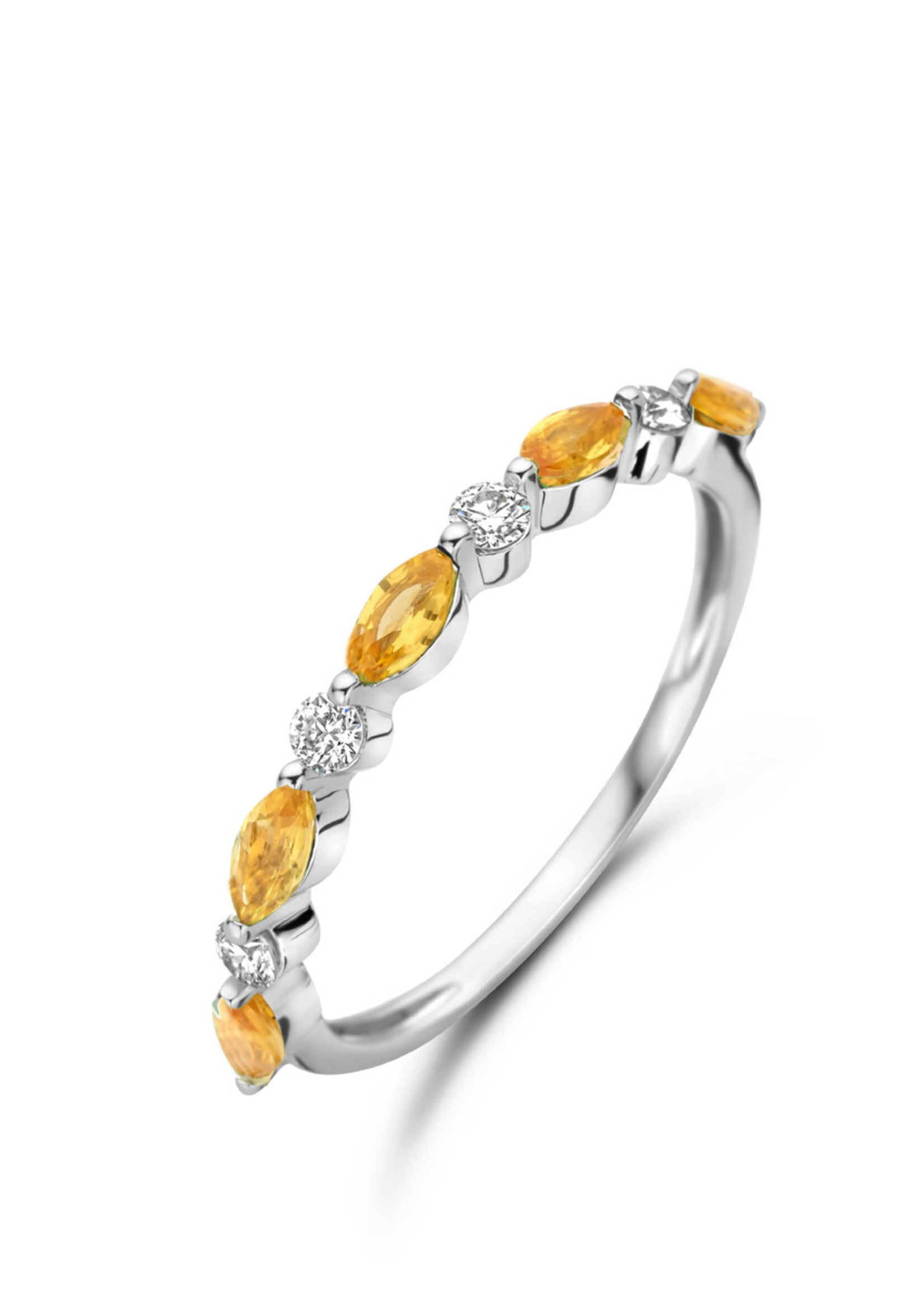 Alliance ring met diamanten en saffier